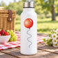 Red balloon sticker with red balloon and curly string on white bottle