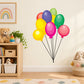 Multicolor balloon sticker with 9 latex-style balloons and black strings