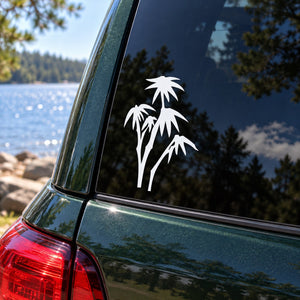 Bamboo leaves decal sticker for car window, white leaf silhouette