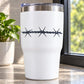 Barbed wire vinyl decal with dark blue-black barbed wire stripe