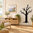 Bare tree silhouette wall decal with branching limbs, black.