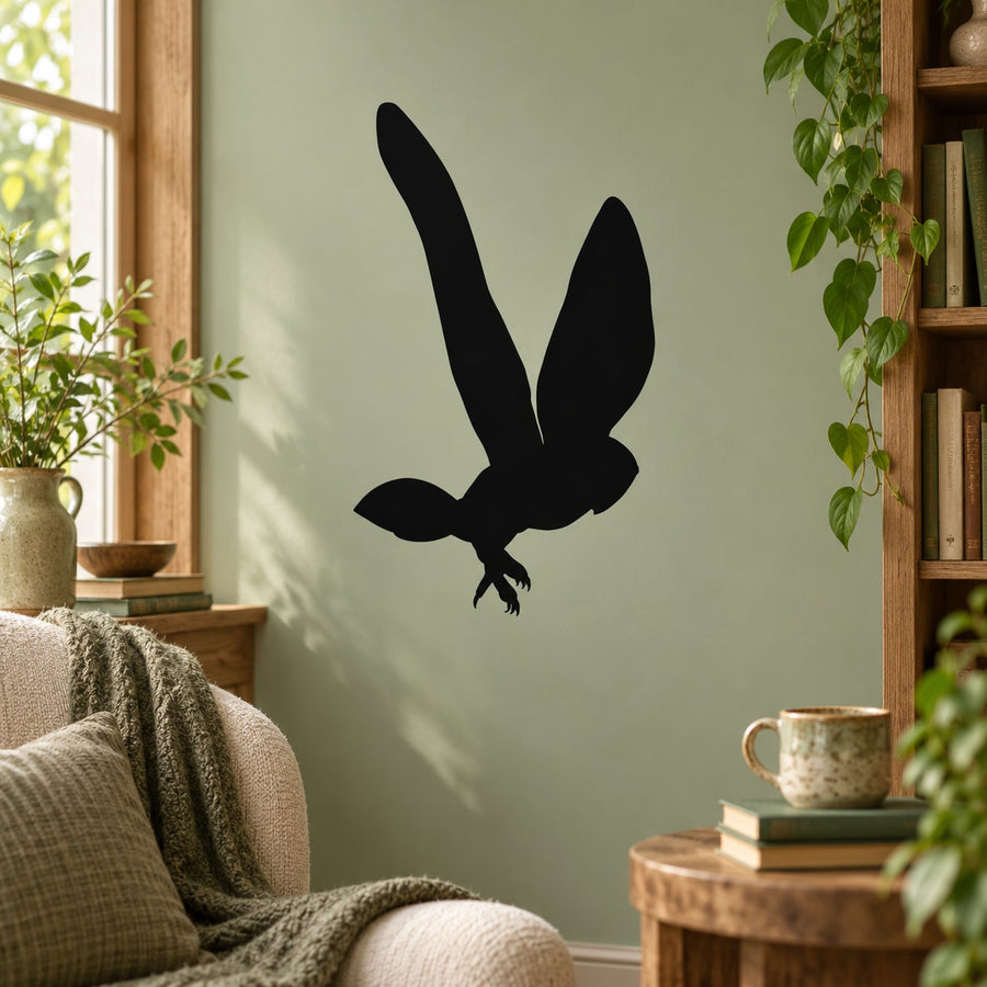 Black flying owl wall decal