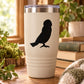Barn owl perched silhouette decal, black on light surface.