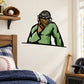Baseball catcher wall sticker of a green-uniform catcher with helmet and glove