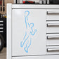 Basketball player silhouette vinyl wall decal sticker, blue on white rectangle