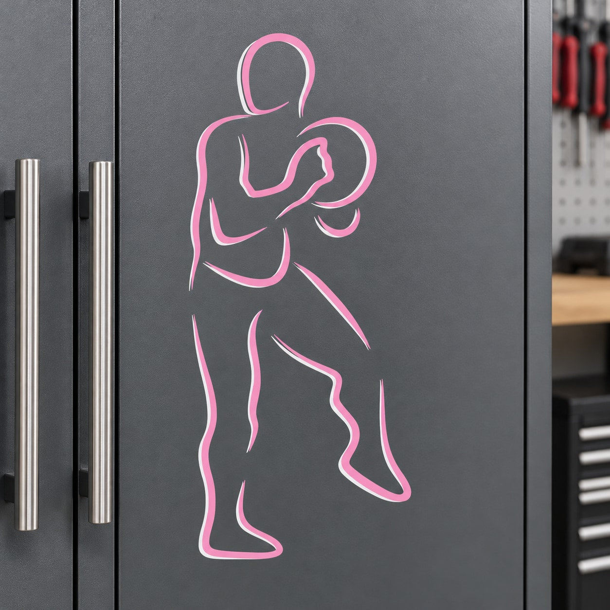 Basketball vinyl wall decal sticker of pink basketball player outline