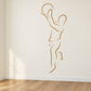 Basketball player wall decal, vinyl line-art silhouette in light tan/gold.