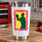 Colorful basketball wall decal sticker with green player silhouette in pink frame