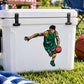 Basketball player vinyl decal sticker, die-cut cartoon athlete holding a basketball