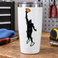 Basketball player vinyl decal sticker, die-cut silhouette on white tumbler