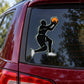 Basketball player vinyl wall decal sticker, die-cut runner holding orange ball