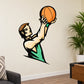 Basketball wall decal vinyl sticker of player holding an orange basketball