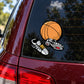 Vinyl die-cut sticker of basketball and sneakers