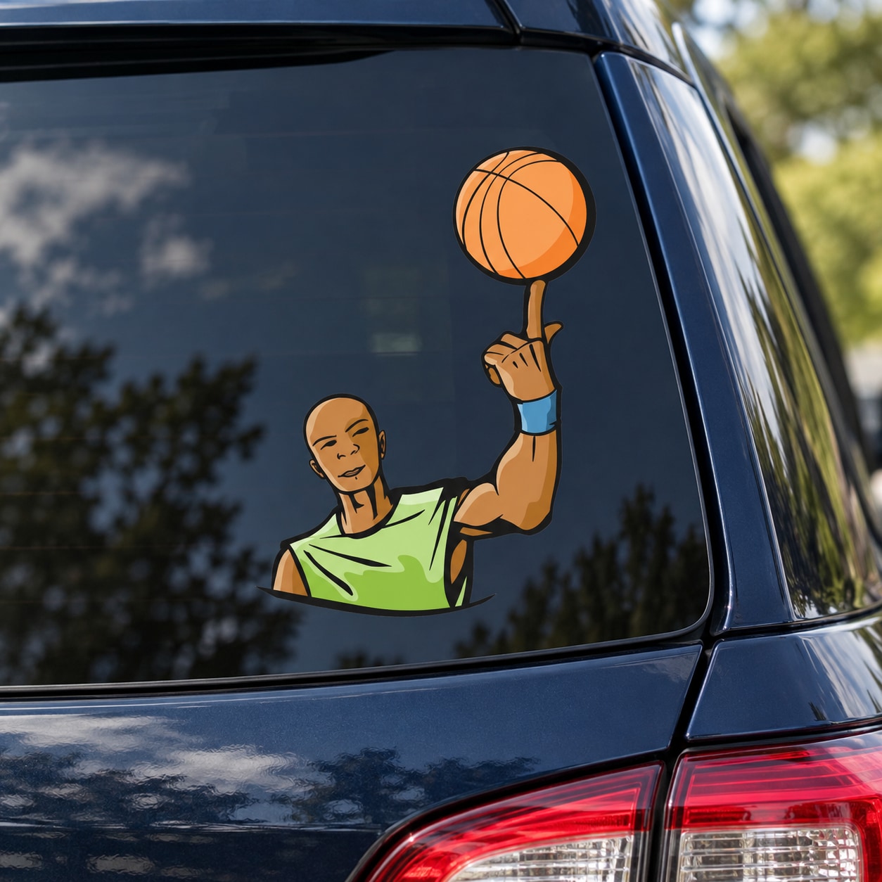 Basketball player holding ball die-cut vinyl decal sticker