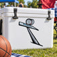 Basketball vinyl decal sticker with black hoop and red basketball graphic on white surface
