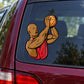 Die-cut vinyl basketball player decal sticker, orange design with dark outline