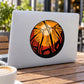 Round basketball vinyl wall decal sticker with orange and black team ball graphic