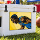 Die-cut vinyl basketball player wall decal sticker, illustrated in blue and black