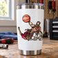 Basketball player vinyl decal sticker: illustrated hoop shooter holding orange basketball