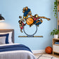 Cartoon basketball player wall decal vinyl sticker with hoop and basketball scene