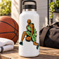 White water bottle with basketball player vinyl decal, die-cut silhouette