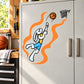 Orange and black basketball player wall decal with hoop and ball, vinyl die-cut sticker