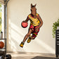 Basketball player vinyl wall decal sticker with brown horse head and orange ball, die-cut