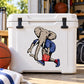 Die-cut basketball vinyl sticker of a cartoon elephant holding a red ball