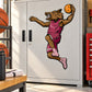 Basketball wall decal vinyl sticker of cartoon animal reaching with orange basketball