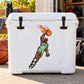 Basketball wall decal sticker with orange basketball and player in green jersey
