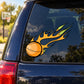 Basketball flame vinyl decal sticker with orange basketball and yellow and blue fire