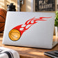 Basketball vinyl decal sticker with red flame graphic and basketball icon