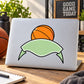 Basketball vinyl wall decal sticker with orange ball and green ribbon banner design