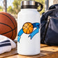 Basketball wall decal sticker with orange ball and blue banner ribbon design