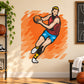 Basketball wall decal vinyl sticker with a running player holding a ball, die-cut