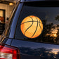 Basketball vinyl decal sticker with circular orange basketball graphic on glass
