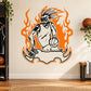 Basketball player wall decal sticker with white figure and orange flame outline
