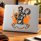Vinyl basketball player decal sticker with number 42 and basketball, surrounded by orange flames