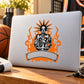 Die-cut basketball skull wall decal sticker with orange flames and black accents