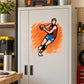 Die-cut basketball wall decal sticker with player mid-dribble on white surface