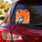 Basketball wall decal vinyl sticker with orange player and basketball on car window