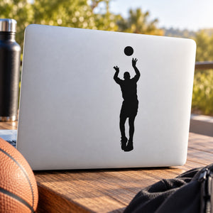 Basketball jumpshot decal with black player silhouette shooting a ball