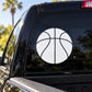 White basketball decal with black line segments on circular center