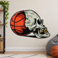 Basketball skull sticker with orange basketball half and gray skull profile