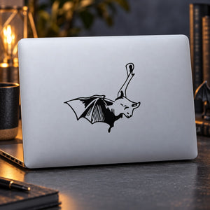 Bat decal featuring a peering cartoon bat outline, black design on light surface