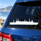 White destroyer tender ship silhouette decal on car windshield