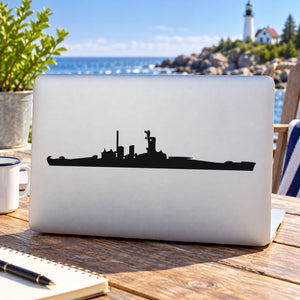 Alaska class battlecruiser ship decal, black silhouette on white backing