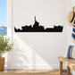 Navy frigate ship silhouette decal, dark blue/black wall sticker