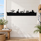 Combat cargo ship wall decal, black silhouette of cargo ship and warship details
