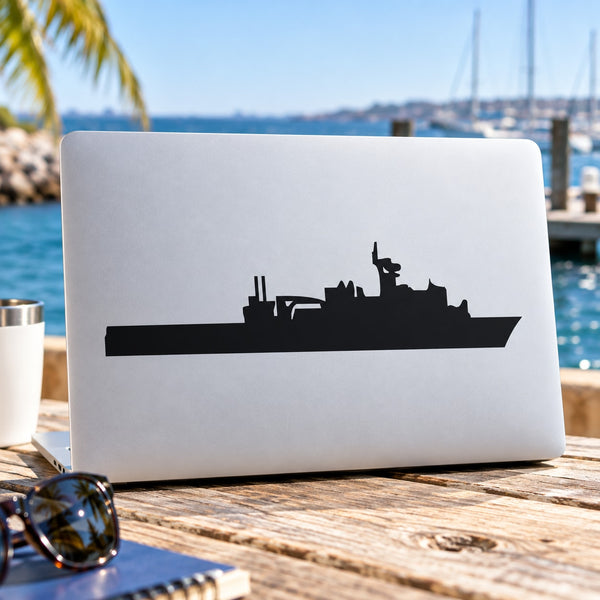 White decal with black ship silhouette for Landing Pad, Dock (LPD)